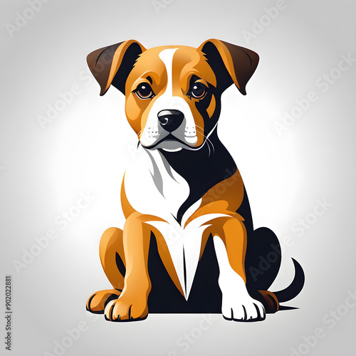 Sitting dog logo design on white background. Generative AI