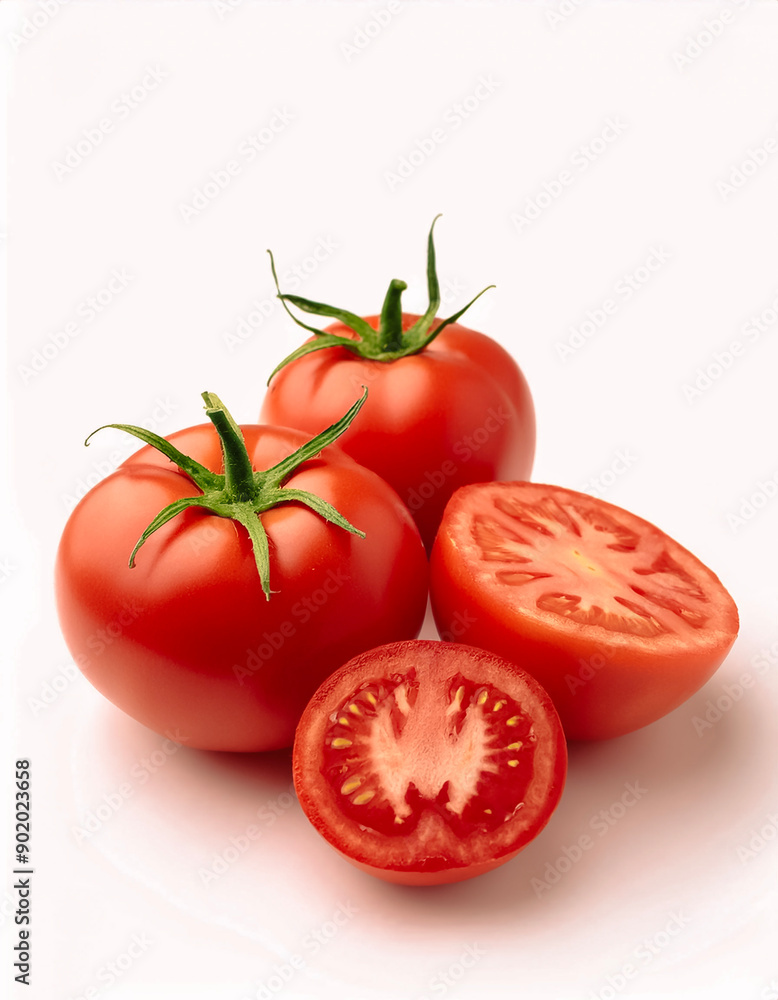 close up hand selected The best tomatoes are still fresh and ready to be harvested isolated on white background. close up hand selected The best tomatoes are still fresh and ready to be harvested isolated on white background.