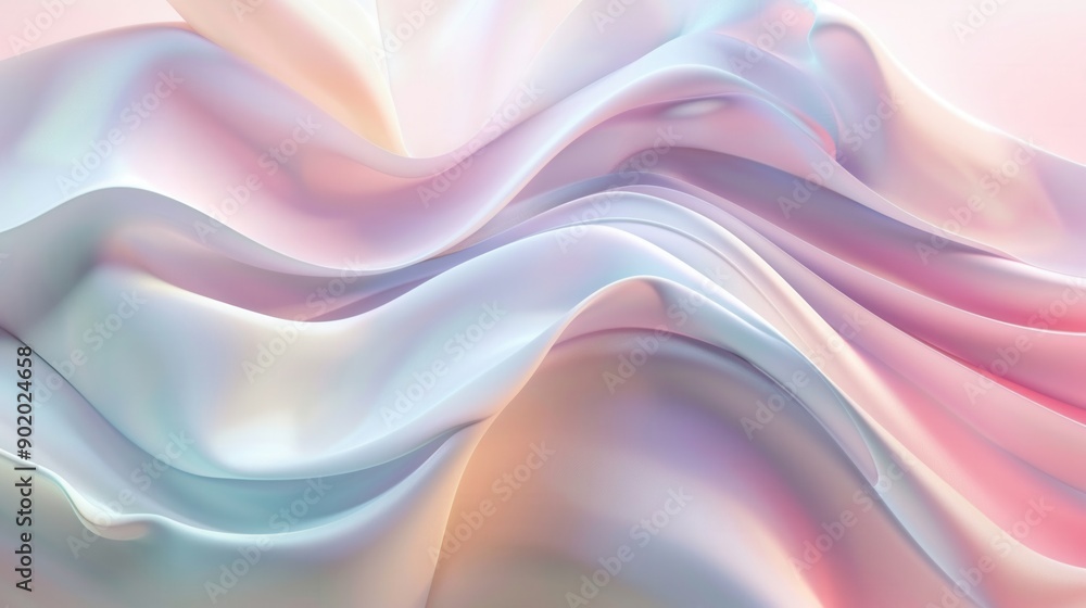 Fototapeta premium Serene 3D abstract background with flowing lines and pastel colors Ideal for calming wellness branding, peaceful product packaging, or soothing web design, offering a tranquil and harmonious visual