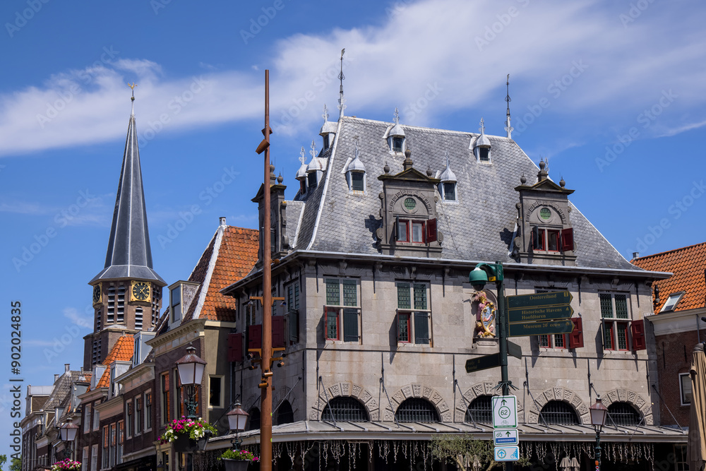 Obraz premium Historic buildings in a row in Hoorn, Netherlands. A former Dutch East India Company base.