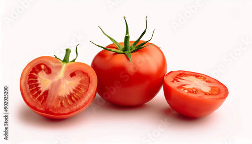 close up hand selected The best tomatoes are still fresh and ready to be harvested isolated on white background.