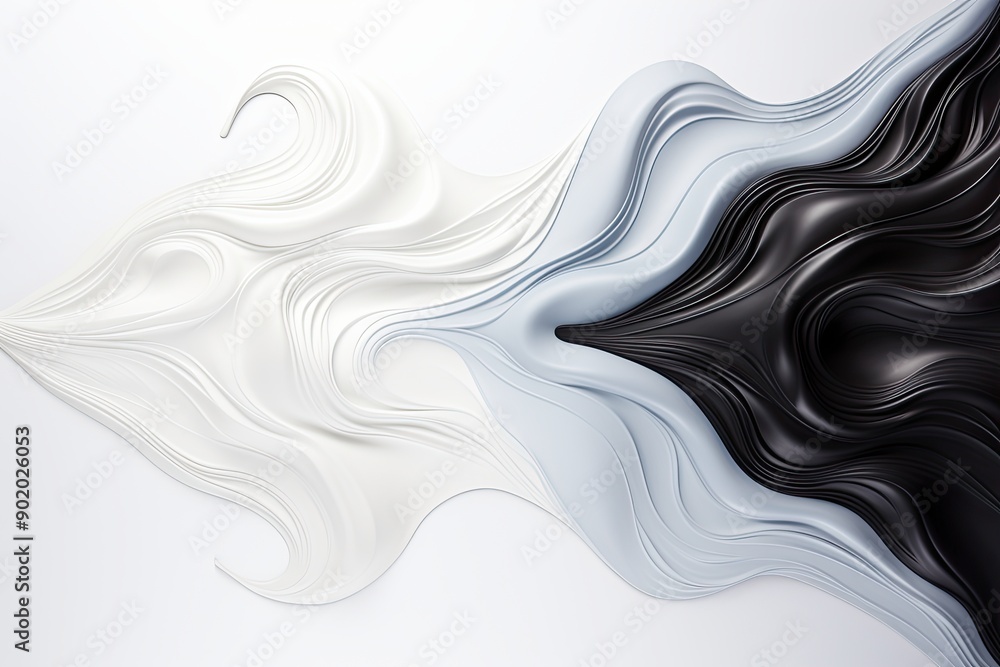 Obraz premium Chromatic Brilliance Subtle Gradients of White and Black, liquid Abstract Symmetry