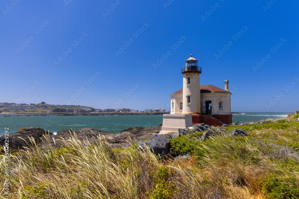 Historic Coquille River Lighthouse near Bandon city in Oregon. Historic Coquille River Lighthouse near Bandon city in Oregon.