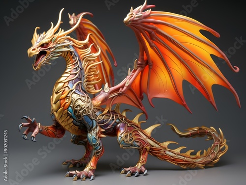 Dragon - isolated on white background. 3d illustration. 3d rendering. © Iman