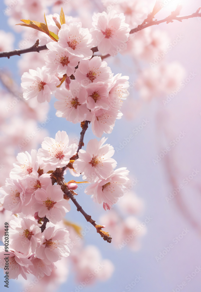 Sakura. Branches with pink flowers on a plain background for publications. Sakura. Branches with pink flowers on a plain background for publications.