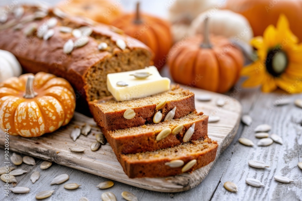 Pumpkin Bread Slices With Butter Pumpkin Bread Slices With Butter