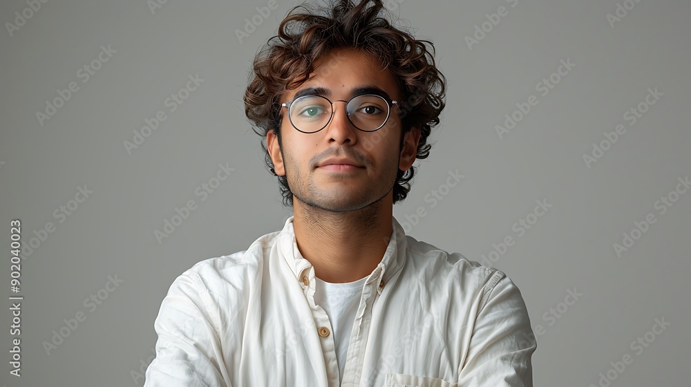 Indian physicist explaining the fourth dimension of time on a minimalistic white background feeling excited about their research Indian physicist explaining the fourth dimension of time on a minimalistic white background feeling excited about their research