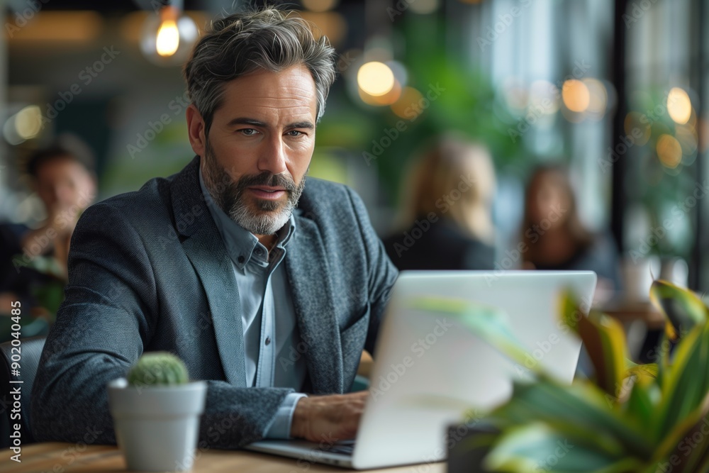 Businessman Collaborating with Colleague on Laptop: A Model of Productivity and Teamwork in the Workplace. Businessman Collaborating with Colleague on Laptop: A Model of Productivity and Teamwork in the Workplace.