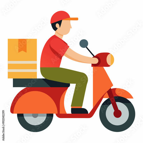 Fast and Reliable Delivery Man on Motorcycle Icon Efficient Service in Motion photo