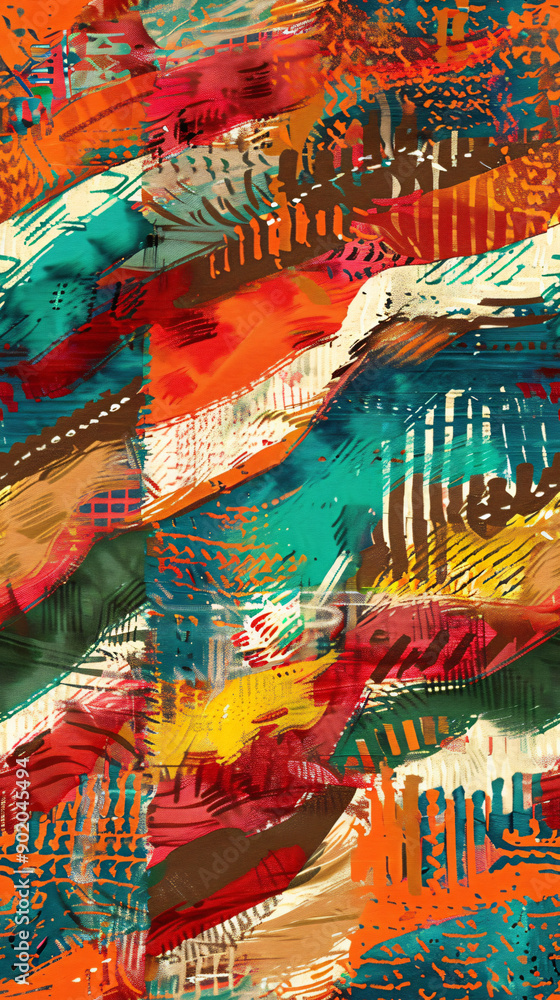 Obraz premium Vibrant and dynamic abstract painting background with seamless brushstroke pattern