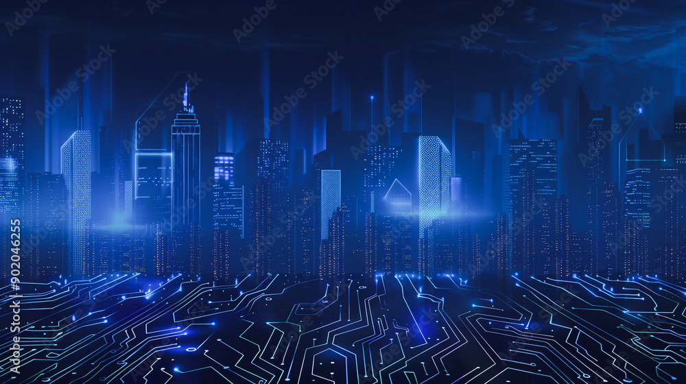 Smart digital city with connection network reciprocity over the cityscape . Concept of future smart wireless digital city and social media networking systems that connects people within the city Smart digital city with connection network reciprocity over the cityscape . Concept of future smart wireless digital city and social media networking systems that connects people within the city