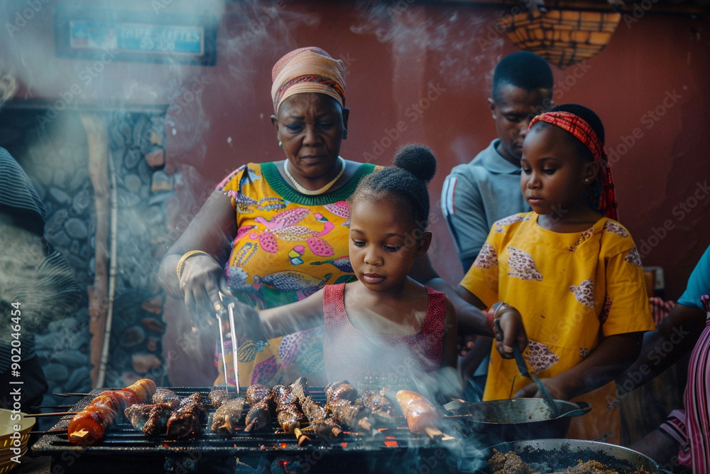 South African Family Celebrating Heritage Day With A Braai Stock Photo South African Family Celebrating Heritage Day With A Braai Stock Photo
