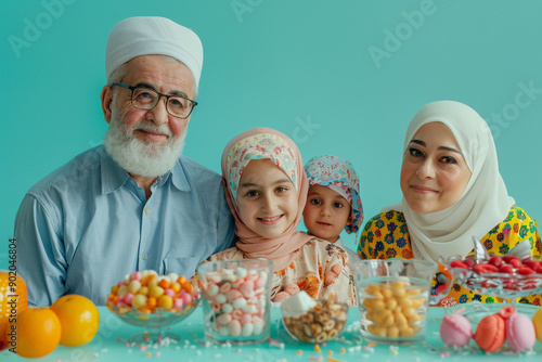 Turkish family during the Sugar Feast (Şeker Bayramı) photo