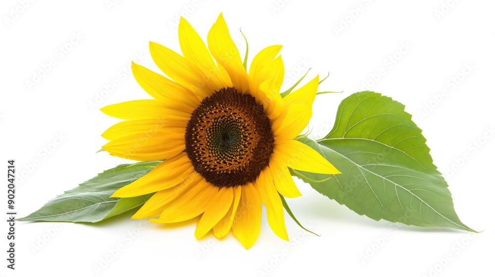 Obraz premium one single sunflower flower on white background