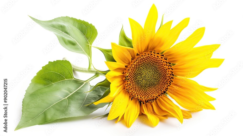 Fototapeta premium one single sunflower flower on white background