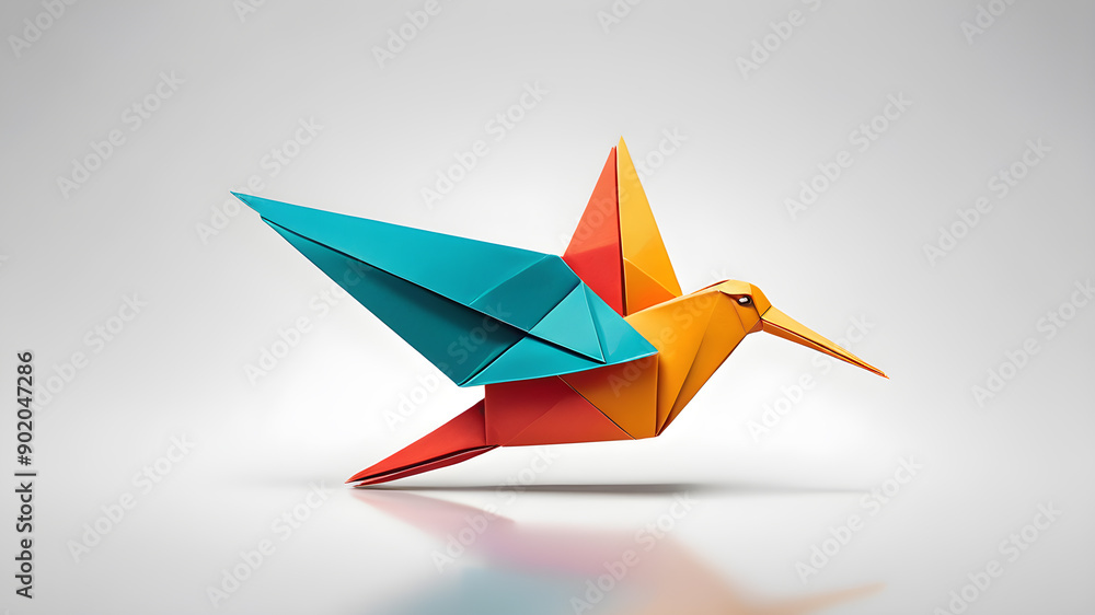 Origami bird logo symbol on white background. Generative AI Origami bird logo symbol on white background. Generative AI