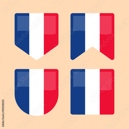 France flag with various shapes vector eps for design element, decoration, banner, emblem, promotion, event, holiday, social media post, icon, poster, etc. Editable and scalable.