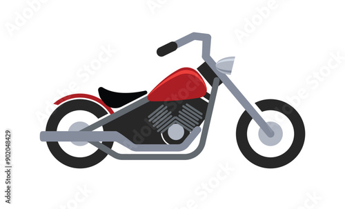 simple chopper cruiser motorcycle color silhouette side view transparent background