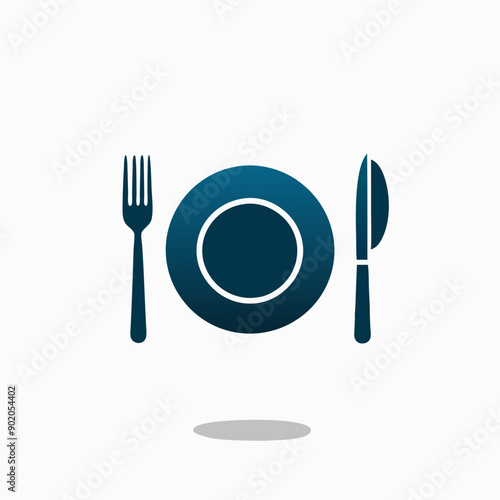 Elegant Plate with Cutlery Icon Perfect for Restaurant and Dining Designs photo