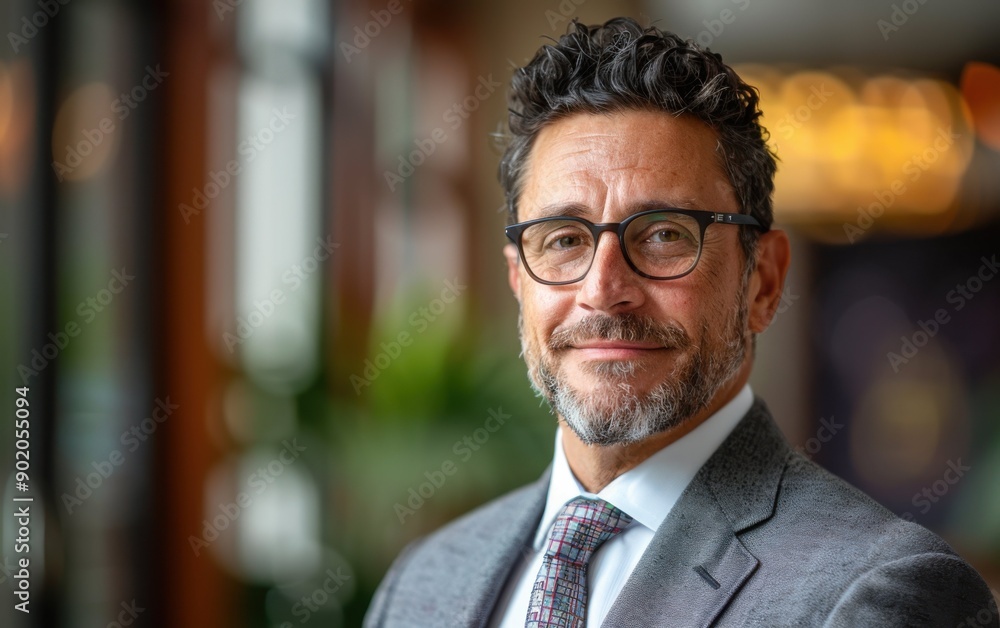 Fototapeta premium A lawyer and certified public accountant smiles confidently while discussing tax strategies in a modern office