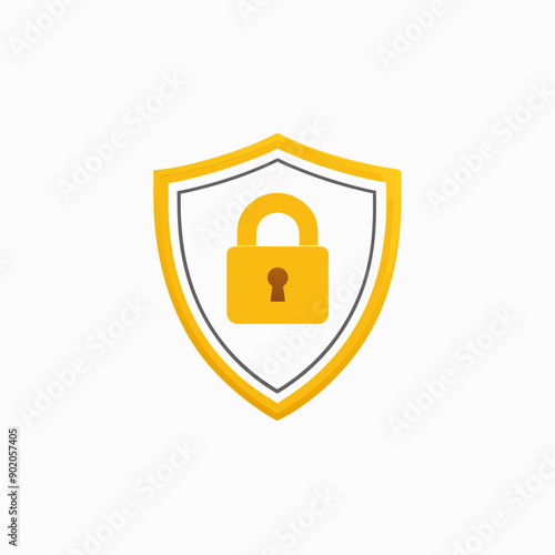 Secure Your Brand Innovative Shield with Padlock Icon Concept for Logo Design photo