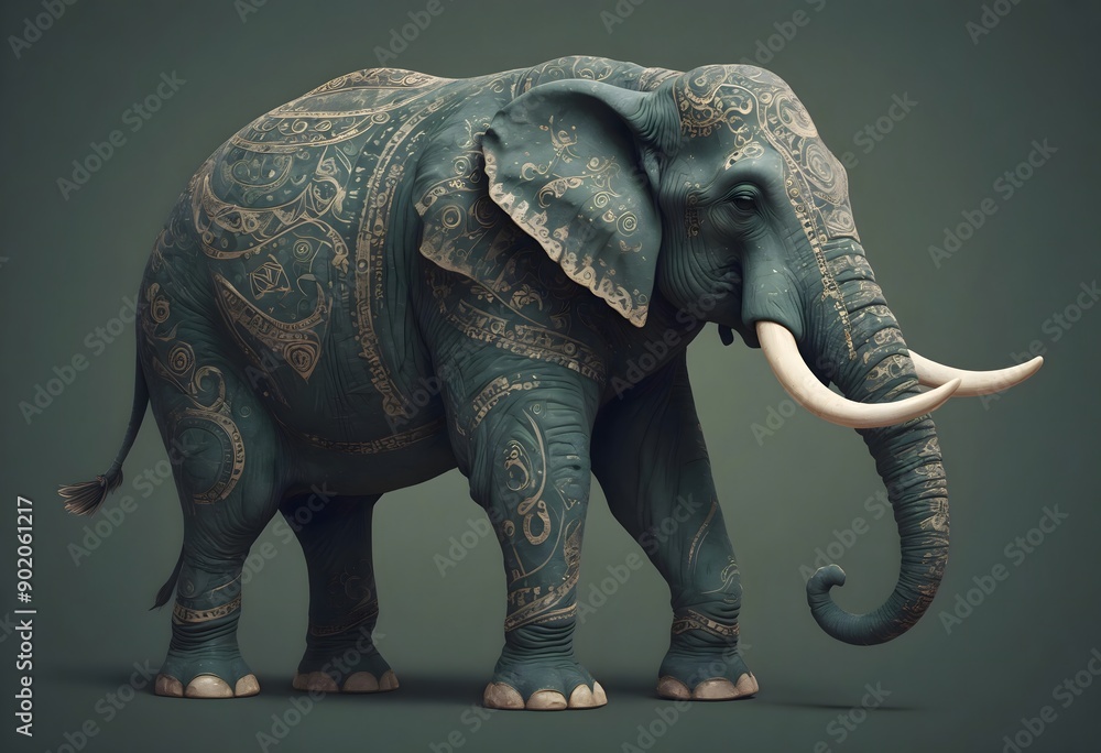 Fototapeta premium Fantasy an elephant illustration, digital art