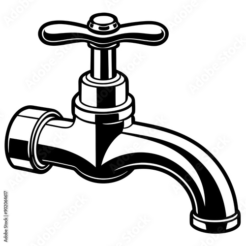 Stylish Vector Faucet Design on White Background Clean and Modern Water Symbol photo