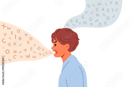 Man screams trying to manipulate people and instill misinformation in others to cause fear or hatred. Guy thinks and voices different things, manipulate listeners for propaganda purposes