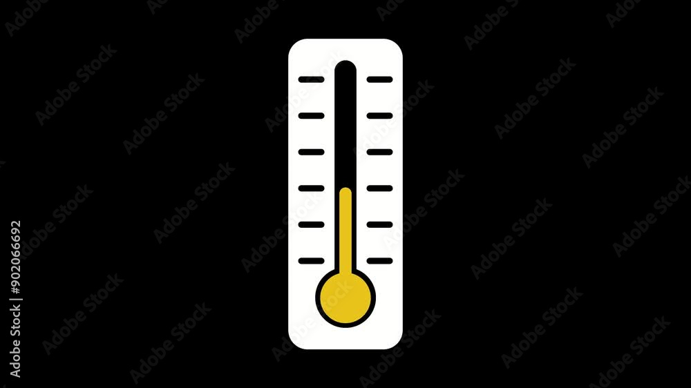 A thermometer animation on a black background that changes colour from green to yellow to red as the temperature rises. There are three levels: A thermometer animation on a black background that changes colour from green to yellow to red as the temperature rises. There are three levels: