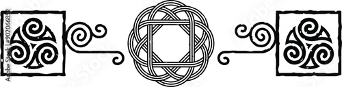 Celtic Tribal Spiral Header - Square Ends - Round Knot