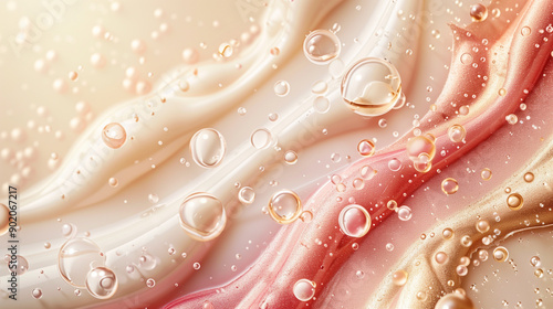 Abstract makeup and cosmetics background with transparent bubbles