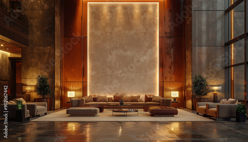 Sleek hotel lobby with minimalist lines