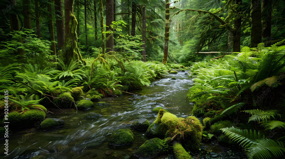 Dynamic Forest Ecosystem: A Harmonious Balance of Flora and Fauna Supported by a Clear Stream Dynamic Forest Ecosystem: A Harmonious Balance of Flora and Fauna Supported by a Clear Stream