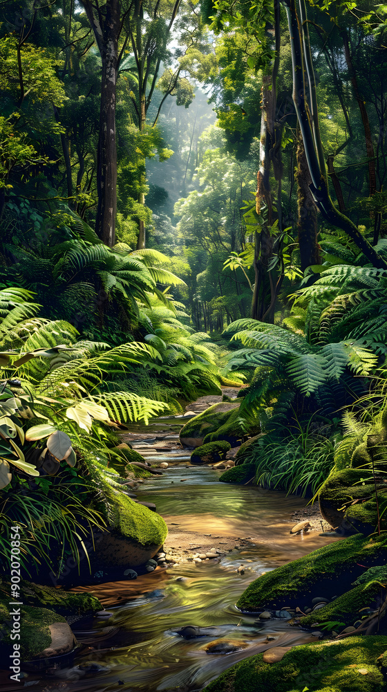 Dynamic Forest Ecosystem: A Harmonious Balance of Flora and Fauna Supported by a Clear Stream Dynamic Forest Ecosystem: A Harmonious Balance of Flora and Fauna Supported by a Clear Stream
