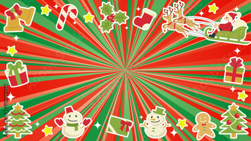 グラデーションを使用したクリスマスのミックスフラッシュ(サンタとツリーとキラキラ)