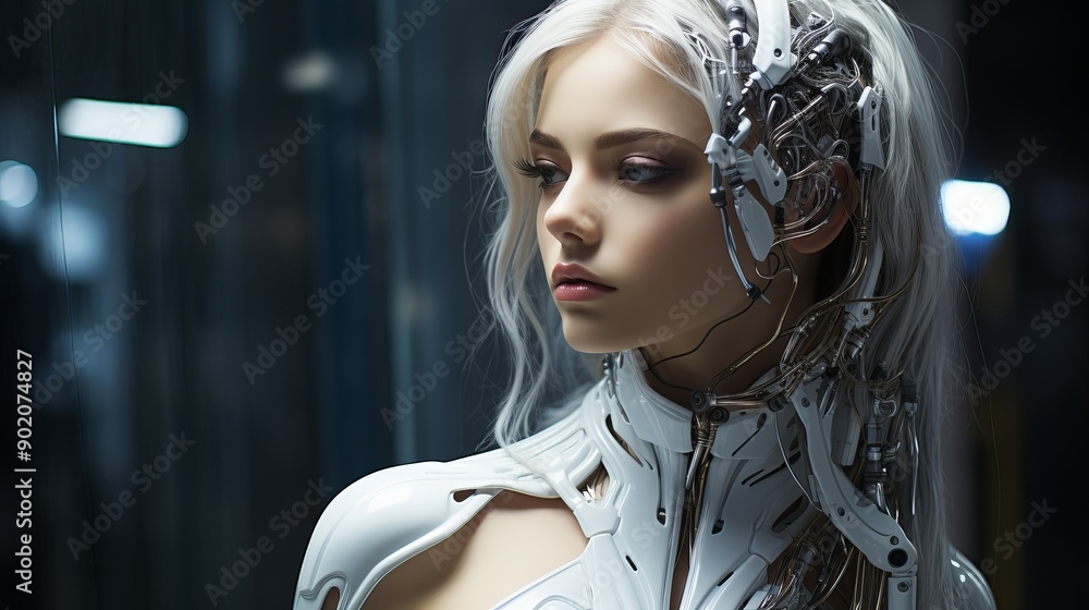 Beautiful AI Robot in Future