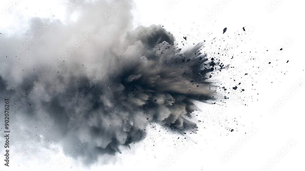 Abstract flying dust and debris, dirt cloud explode smoke cloud, a soft dust explode cloudy on white background Abstract flying dust and debris, dirt cloud explode smoke cloud, a soft dust explode cloudy on white background