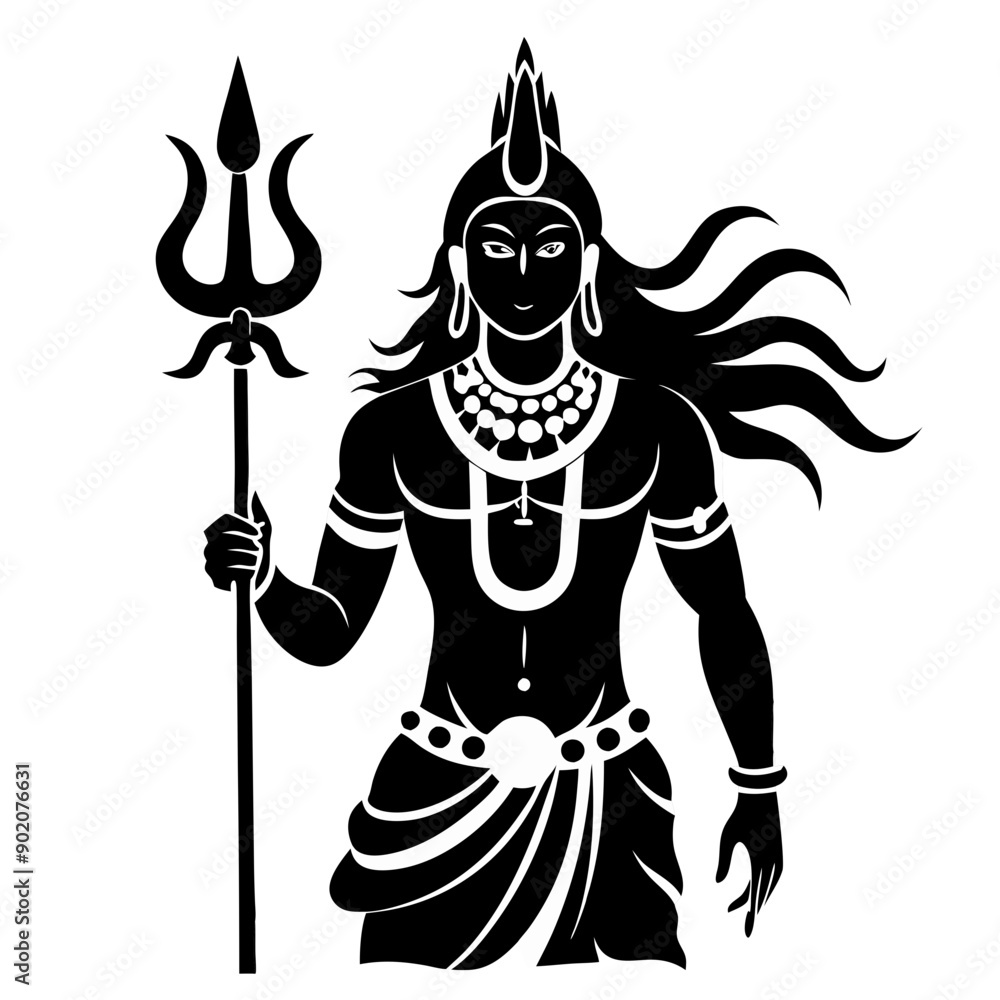 Lord Shiva Vector : The Destroyer - A striking silhouette of the Hindu ...