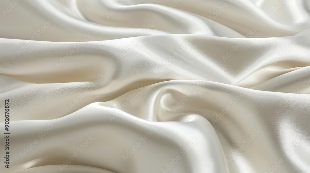Fototapeta premium Flowing Ivory Silk Fabric Texture Background
