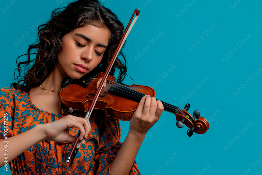 Latin music woman playing violin for International Music Day Latin music woman playing violin for International Music Day