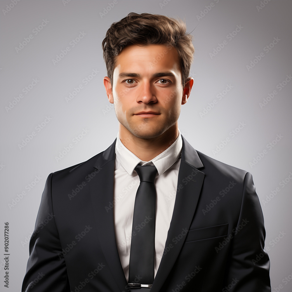 Formal Man Dressed in Suit and Tie with Hands in Pockets, on White Background, Image for Creative Advertisements, Banners, and Advertising in General Formal Man Dressed in Suit and Tie with Hands in Pockets, on White Background, Image for Creative Advertisements, Banners, and Advertising in General