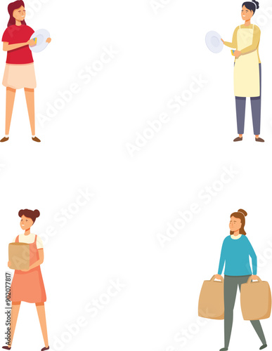 Collection of illustrated females in various professional roles, showcasing diversity in the workforce
