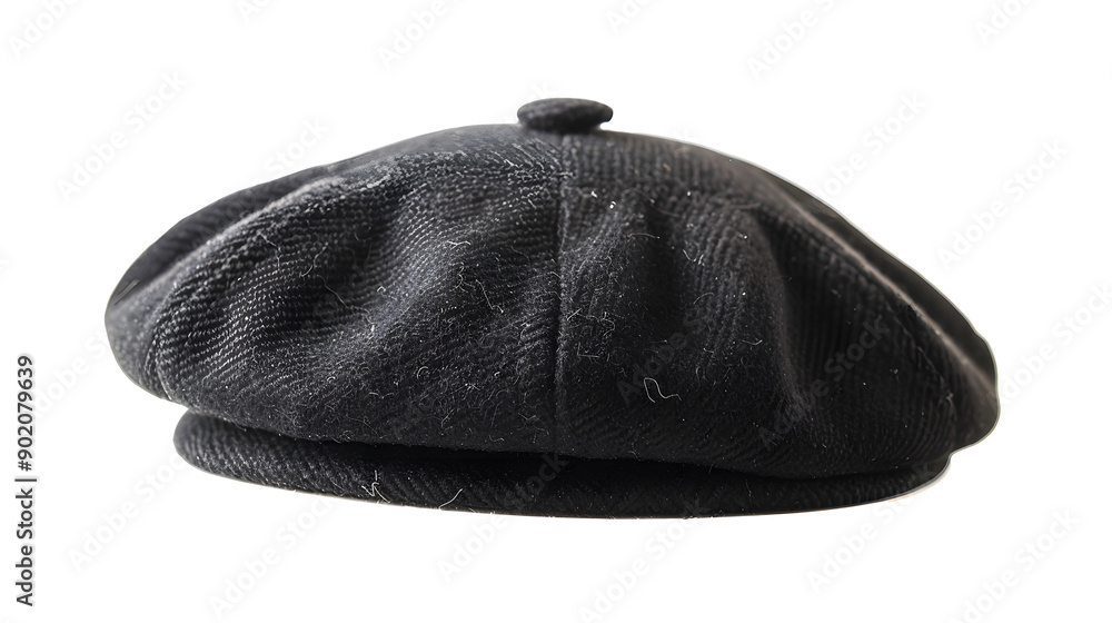 A Black French cap beret isolated on transparent Background A Black French cap beret isolated on transparent Background
