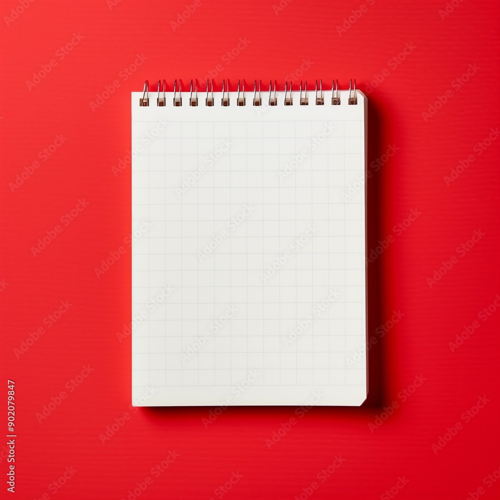 Blank Spiral Notebook on Vibrant Red Surface Blank Spiral Notebook on Vibrant Red Surface