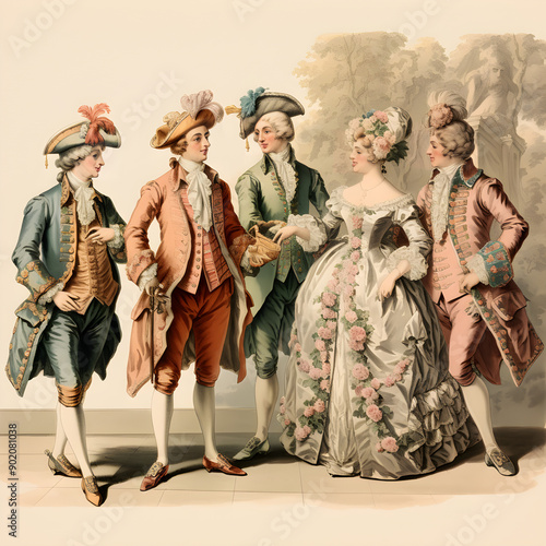 A Glimpse into the Extravagance: 18th Century Aristocratic Fashion photo