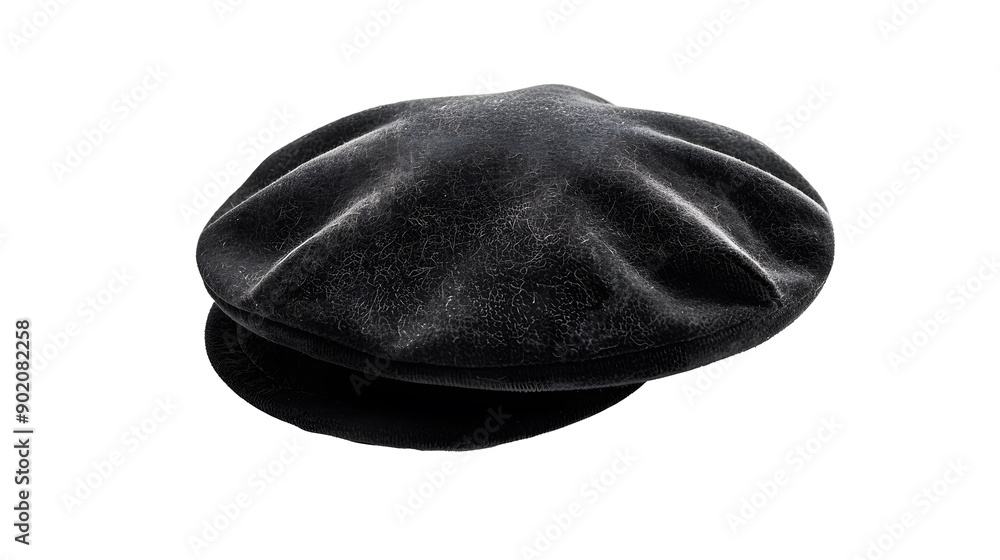 A Black French cap beret isolated on transparent Background A Black French cap beret isolated on transparent Background