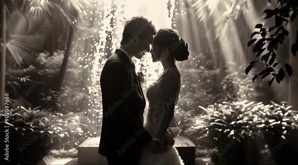 Romantic Wedding Ceremony With Stunning Outdoor Backdrop at Sunset. Generative AI Romantic Wedding Ceremony With Stunning Outdoor Backdrop at Sunset. Generative AI