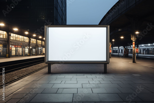 Billboard blank on the sidewalk street for advertisement photo