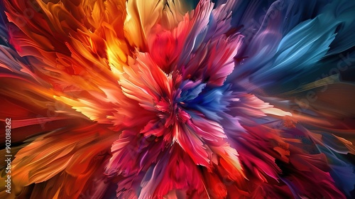 Wallpaper Mural Explosion of Color: Abstract Art in Red, Orange, and Blue Torontodigital.ca