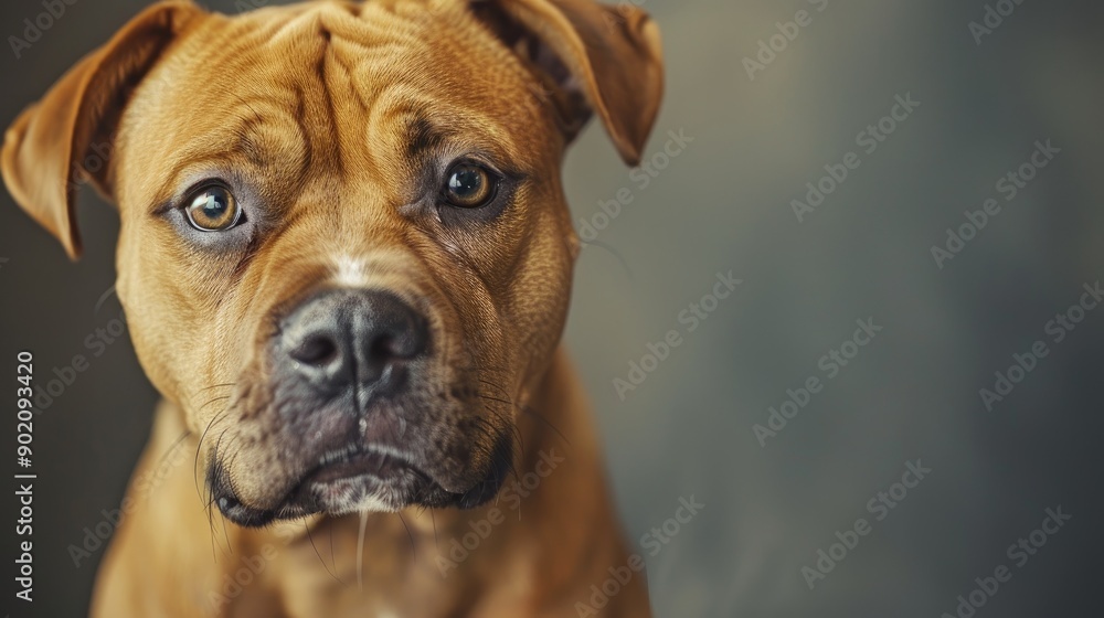 Obraz premium Puppy of a pure breed gazing into the camera with empty space